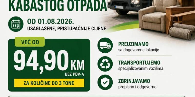 KJKP „RAD“ d.o.o. Sarajevo usaglasio cijene vanrednog odvoza kabastog otpada